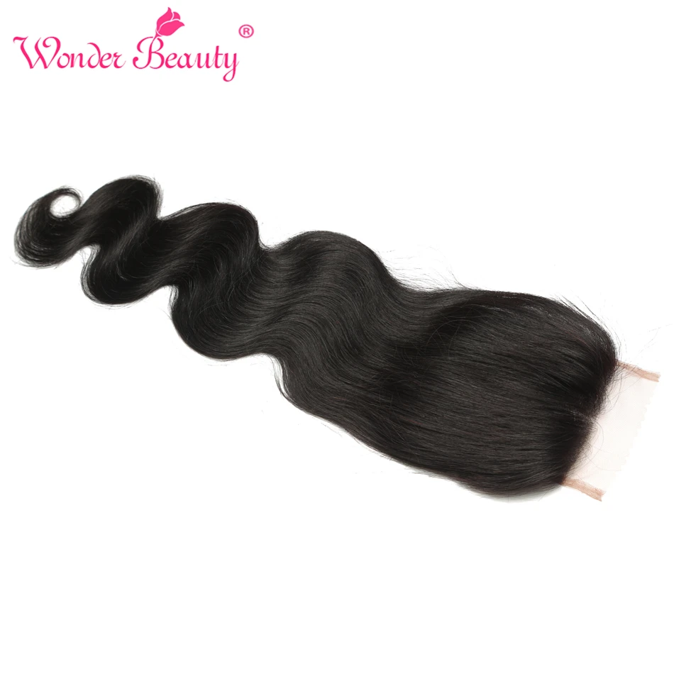 

Wonder Beauty Hair Brazilian Body Wave Remy Hair Lace Closure Swiss Lace Hand Tied Closure 130%Density 8-22 inches Lace Closure