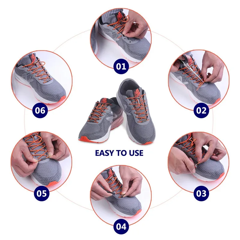 

1Pair Metal Lock Quick Shoelaces Elastic No Tie Shoe Laces Round Sneakers Shoelace Kids Adult Unisex Lazy Laces Strings 18 Color