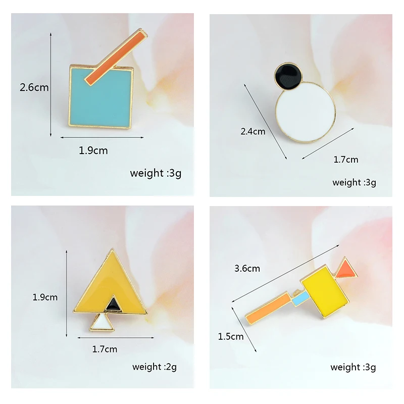С рисунком в виде геометрических фигур Танграм брошь эмалированный штифт и