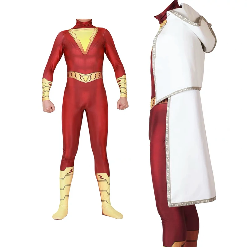 Shazam Косплей фильм Марвел Капитан Хэллоуин костюм Billy Batson необычный комбинезон