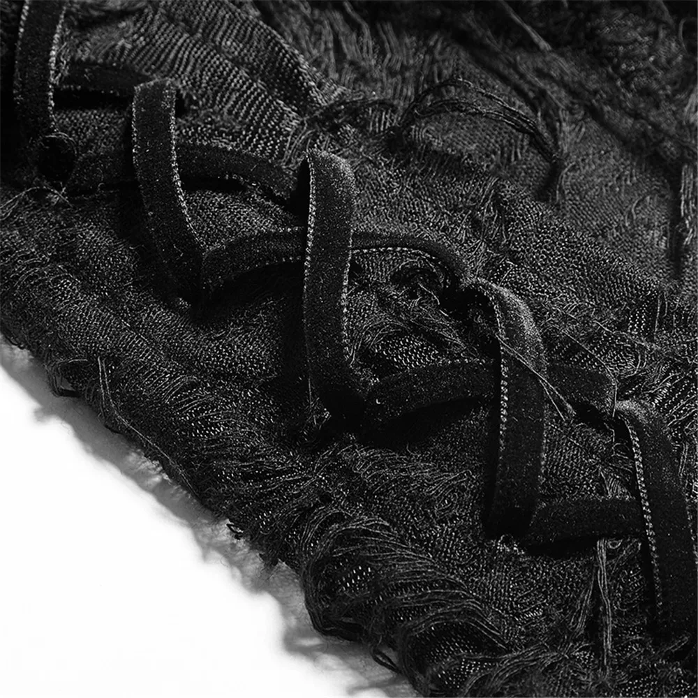 Летний женский жилет в стиле панк с высоким воротником и рваным цветком