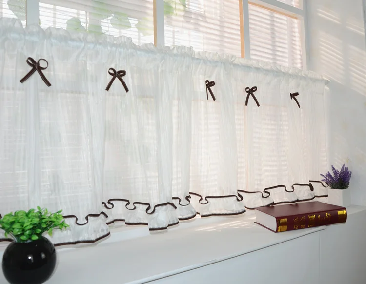 Красивый Кухонный занавес s с бантом короткое окно занавеска для гостиной