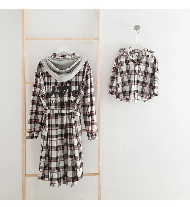 2019 одинаковые рубашки в клетку для всей семьи одежда мамы дочки и сына весенне