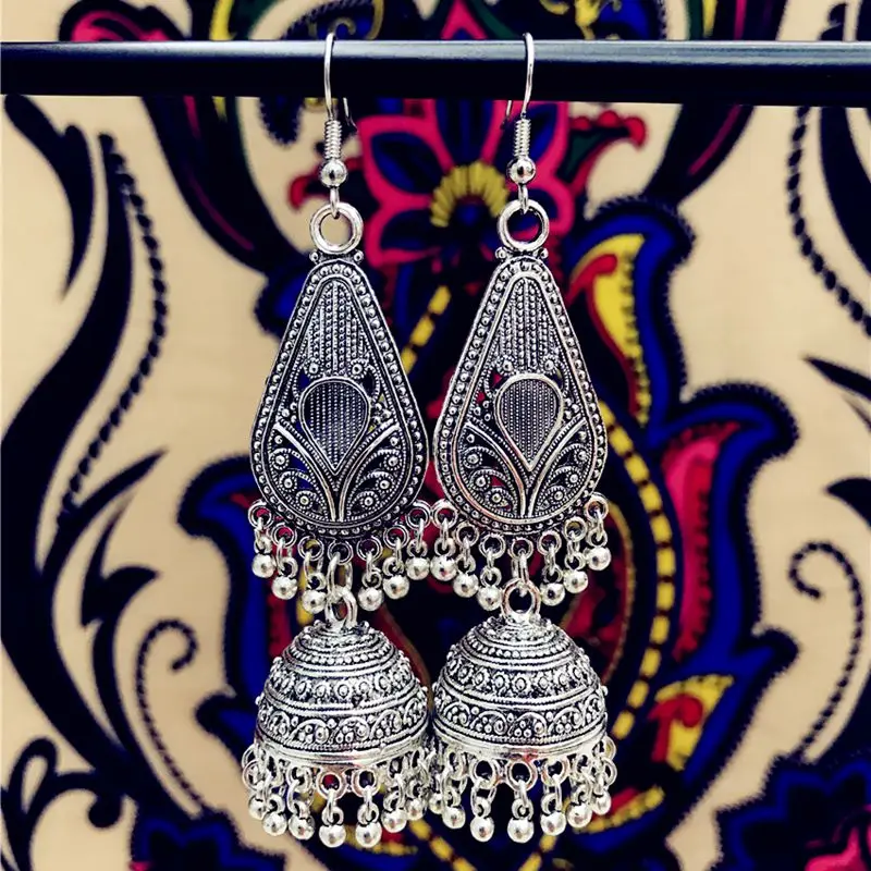 Jhumki индийские женские ювелирные изделия для ушей pusheen серебряные кольца для больших ушей Boho my pending order AliExpress в форме клетки для птицы серьги с кисточками