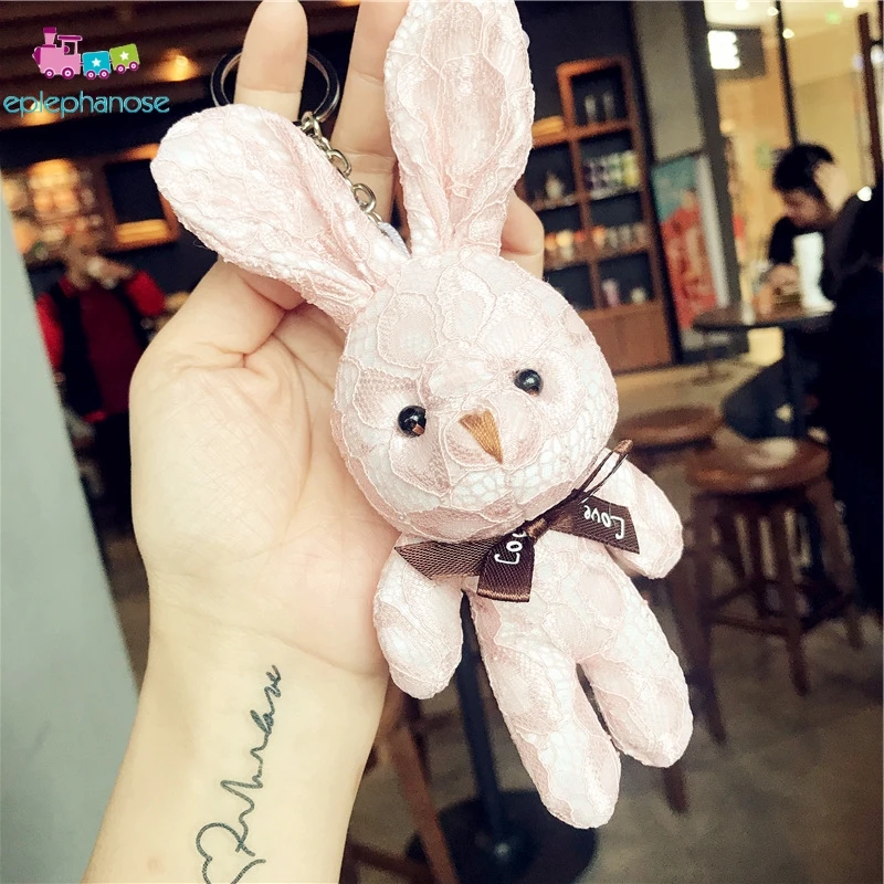 Кролик kawaii плюшевый брелок с кружевным бантом мягкие милые зайчики длинными