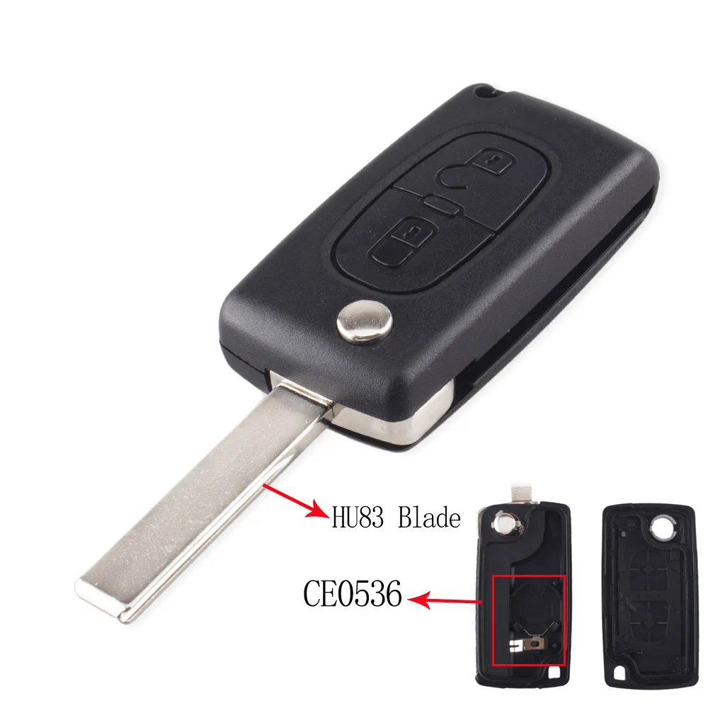 HU83 CE0536 KEYYOU Флип складной Cae ключ чехол пустой оболочки для peugeot 107 207 307 307S 308 407 607 2006 для Citroen C2 C3 C4 C5 C6 C8 - Цвет: HU83 CE0536