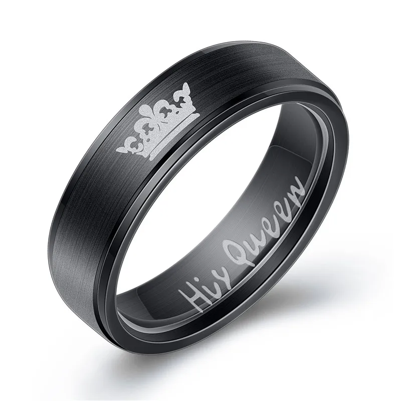 his queen ZORCVENS модные парные кольца из нержавеющей стали Черная Корона ее король его королева пара ювелирных изделий юбилей подарки ко дню Святого Валентина - Цвет основного камня: his queen