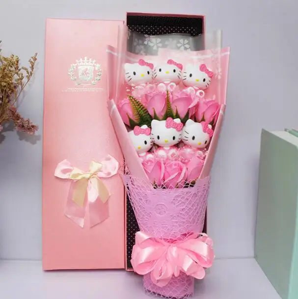 Виниловые куклы HELLOKITTY 2020 фигурка игрушка мультяшный цветочный букет креативный