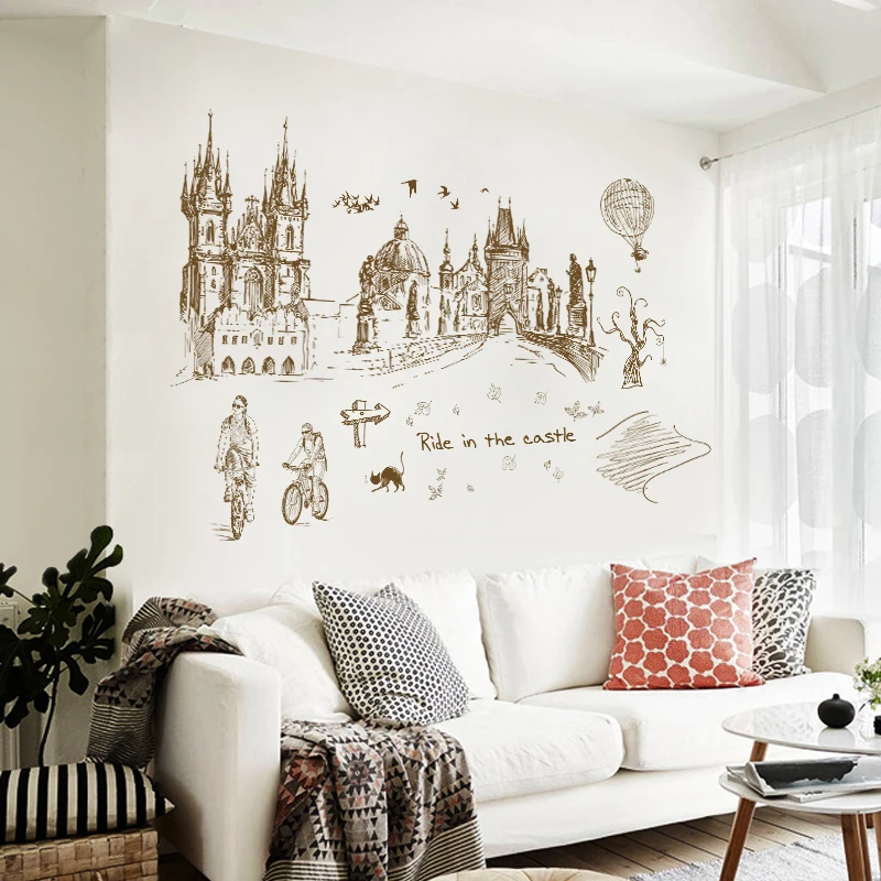 Настенные наклейки в стиле ретро для путешествий по городам задний фон из ПВХ