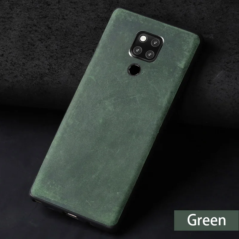 Зеленый Чехол для телефона huawei mate 20 9 10 Lite P10 P20 Pro Чехол из воловьей кожи винтажная текстура задняя крышка для Honor 8X Max 9 10 ретро чехол s - Цвет: Зеленый