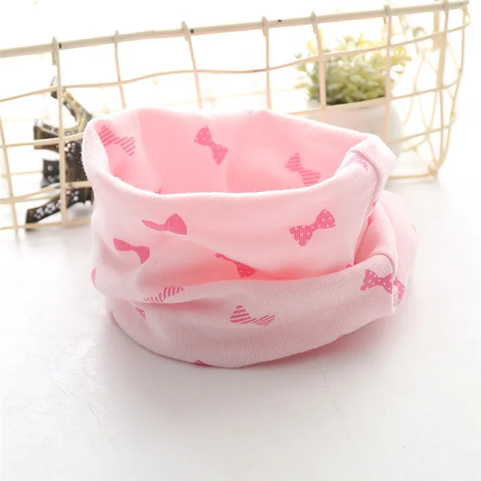 Pink bow Зимний шарф для маленьких девочек, осенние детские шарфы, хлопковый шарф для новорожденных, детский шарф для мальчиков, воротник с круглым вырезом - Цвет: Pink bow