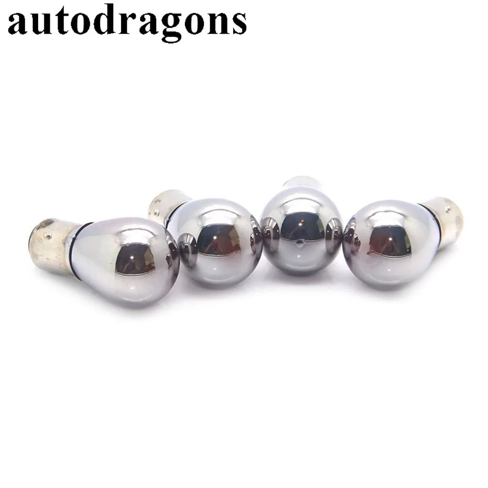 Серебристые хромированные лампы индикатора autodragon 2 шт. 1157 12 В 21 Вт BAY15D блестящая
