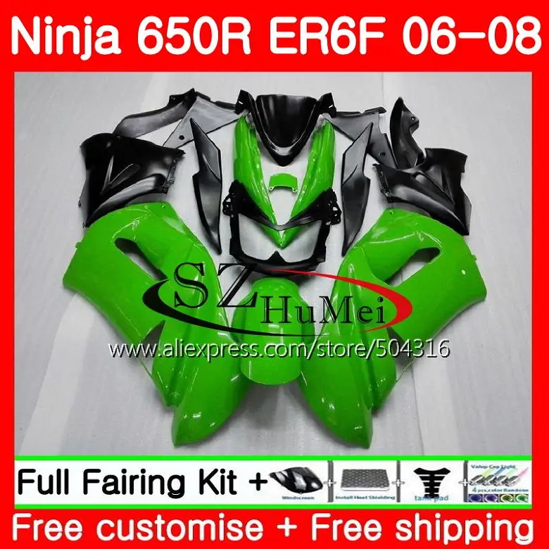 

Body For KAWASAKI NINJA 650R ER6 F 650 ER-6F 06-08 4SH12 Light green Ninja650R ER6F 06 07 08 ER 6F 2006 2007 2008 Fairings Kit