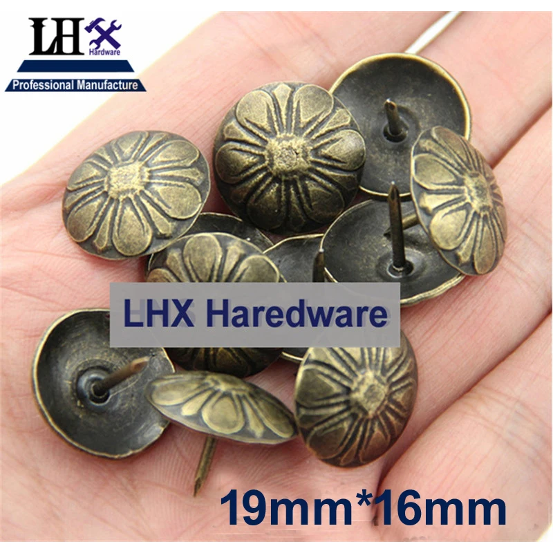 

50 шт. бронза цветок для ногтей для шкатулка для драгоценностей корпусной мебели 19*16 мм, Фурнитура для бижутерии, Семья оборудования для черт...