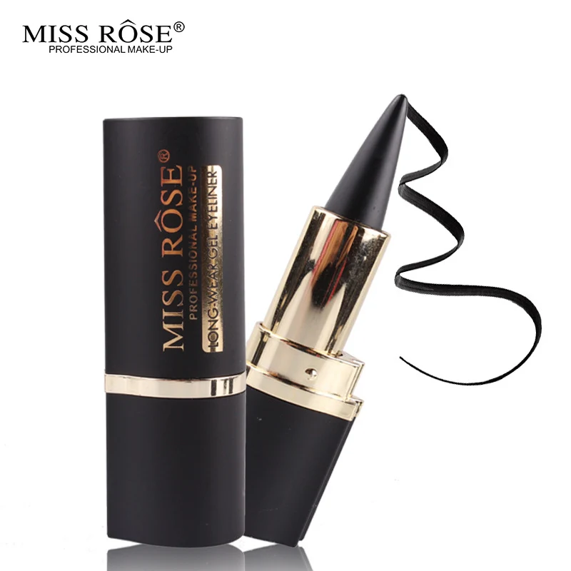 Miss Rose, стойкий дымчатый крем для глаз, Водостойкая Подводка для глаз, натуральная подводка для глаз, карандаш для глаз, Maquiagems, одноцветная, толстая, Черная Подводка для глаз, макияж - Цвет: 1pcs