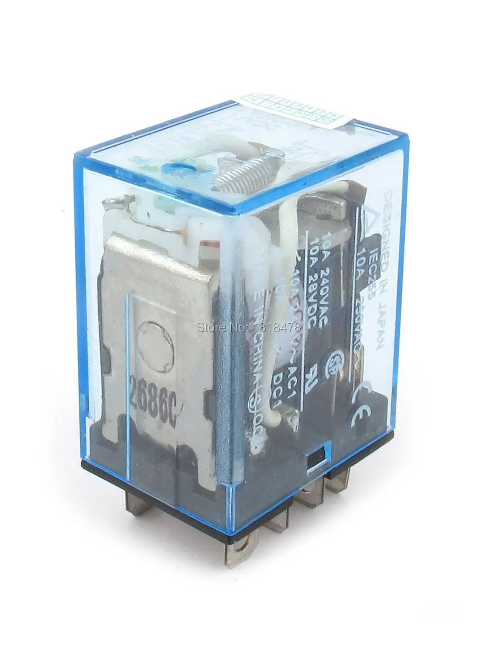 LY2N J DC12V катушка зеленого светодиодного реле питания 8 контактов DPDT 2NO 2NC с