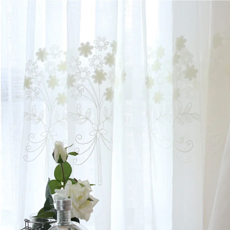{Byetee} Enbroidered окно Тюль Современная прозрачная гостиная вуаль кухня органза