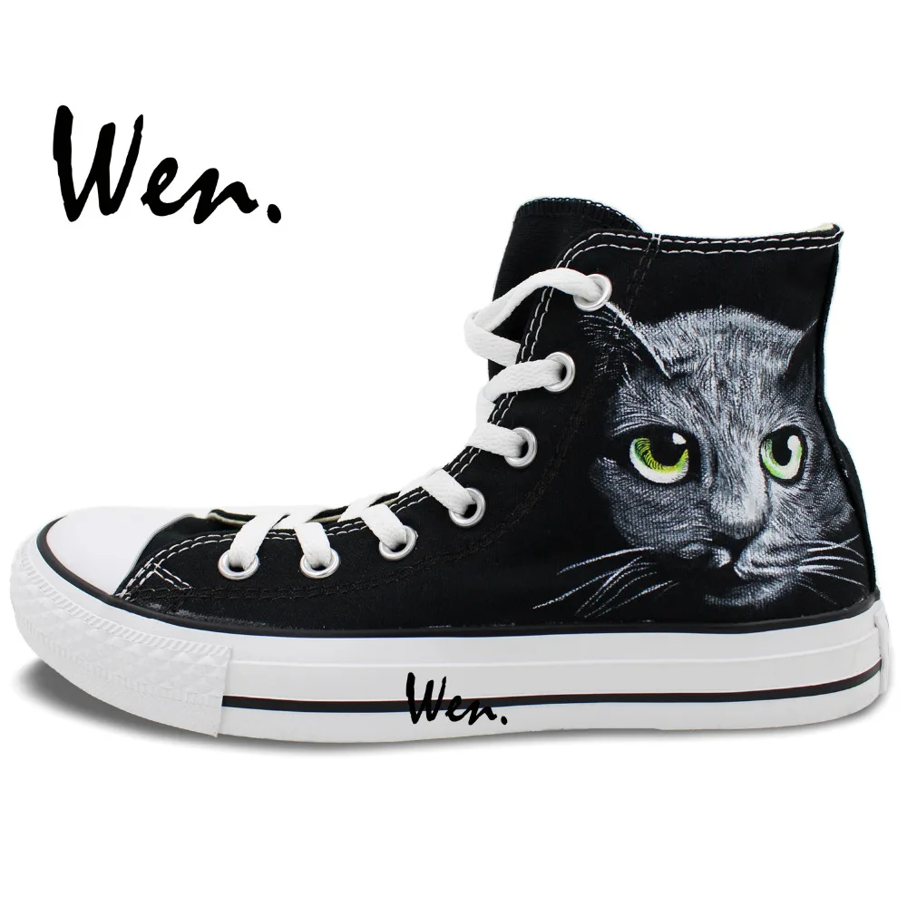 Кеды Wen черные с ручной росписью высокие холщовые кроссовки для мужчин и женщин подарок на день рождения|high