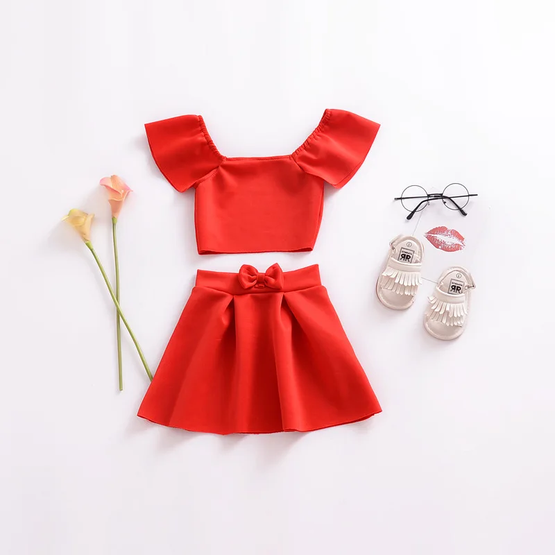 Плиссированное танцевальное платье для маленьких девочек комплекты из топа и