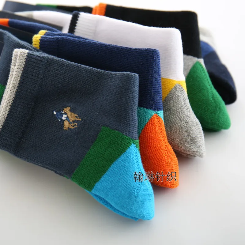 5 пар/лот мужские носки из чистого хлопка без пятки с вышивкой полосатые Поло