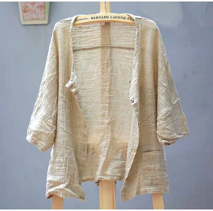 Новинка весна лето 2017 женская льняная рубашка оригинального дизайна большого