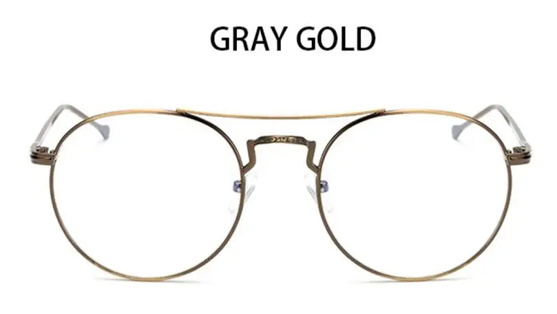 GRAY GOLD Круглые прозрачные очки, прозрачные мужские очки, оправа, женские очки, очки для близорукости, очки для нерда, металлическая оправа, Oculos de grau - Цвет оправы: GRAY GOLD