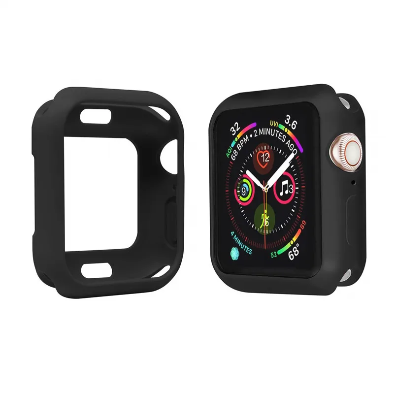 black Красочный мягкий чехол протектор для Apple Watch Series 4 ультратонкий защитный чехол против царапин для iWatch 40 мм 44 мм бампер - Цвет: black