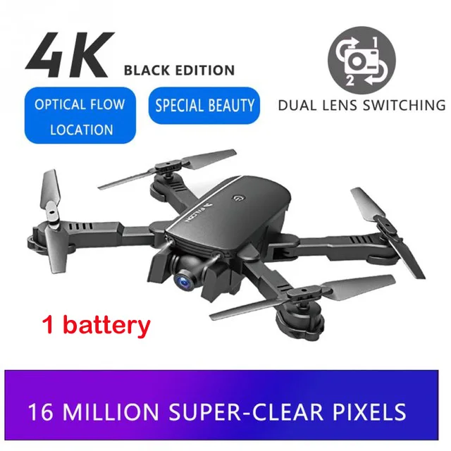 4K B 1 battery Все новые wifi FPV Дрон с 4K широкоугольная двойная камера оптический поток режим удержания высоты складной RC Дрон селфи Квадрокоптер - Цвет: 4K B 1 battery