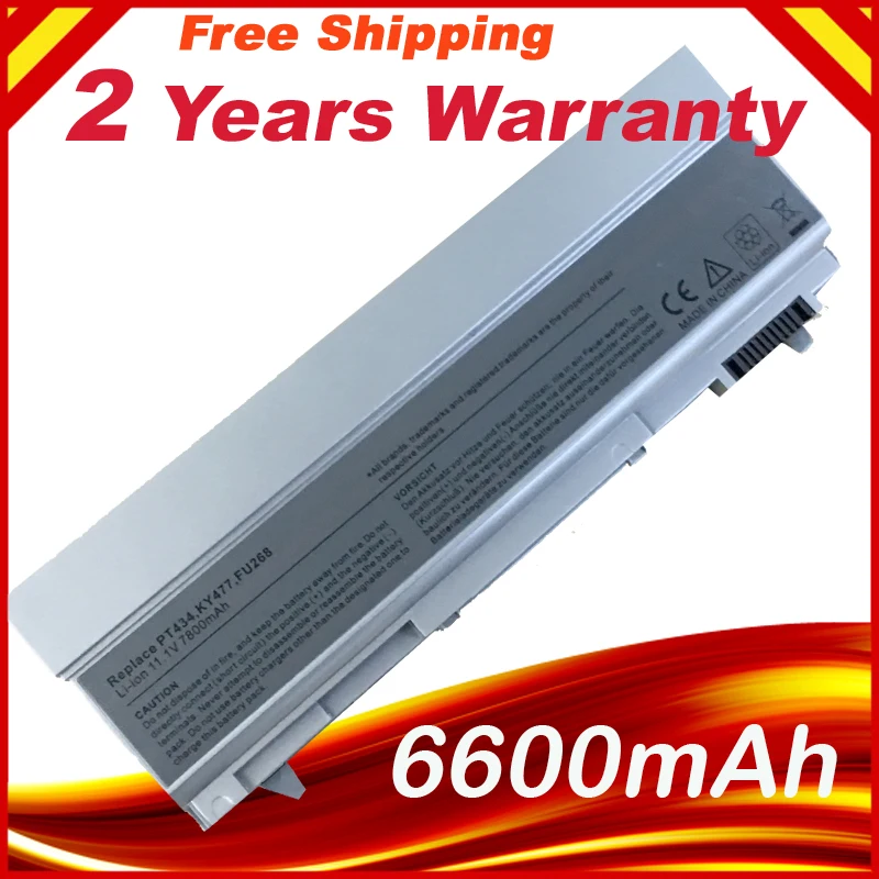 Батарея 9 ячеек 6600 мАч для Dell Latitude E6400 E6500 батарея W1193 C719R FU268 MP307 KY266 PT434 бесплатная