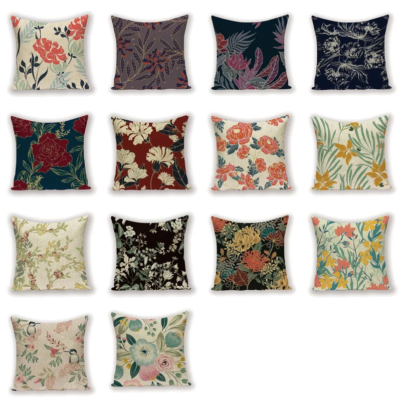 Чехол в стиле ретро для диванных подушек скандинавские красные цветочные ранние