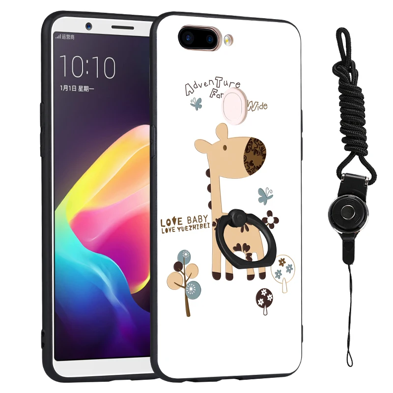 Цветной печать чехол для Huawei Honor 7x задняя крышка с палец кольцо стенд + шнурки Капа