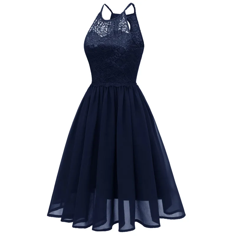 Женское шифоновое кружевное платье на бретельках элегантное винтажное вечернее