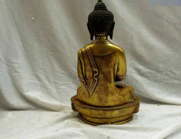 8 &quotКитай золоченой бронзы резные поддержка из-под пагода Скульптура будды