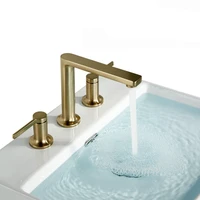 100 solid brass gold double handles bathroom faucet deck mounted basin tap bathtub water mixer