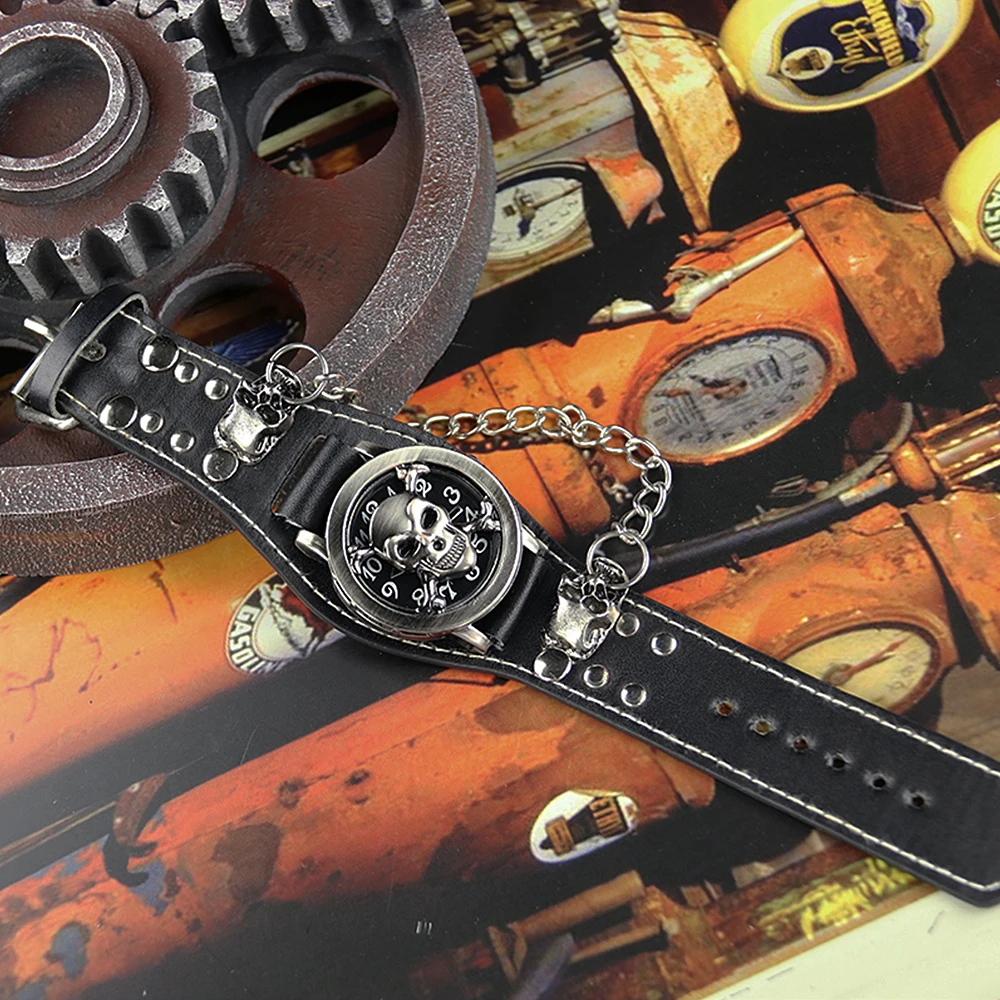 

Skull Quartz Men's Watch Men Steampunk Watches Stainless Steel Male Gothic Hip hop Creativity Watch