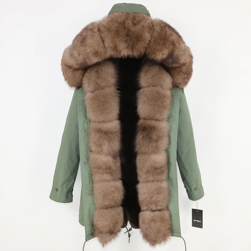 OFTBUY пальто с натуральным мехом зимняя куртка женская длинная парка воротник из натурального Лисьего меха Толстая теплая брендовая Роскошная Съемная уличная одежда