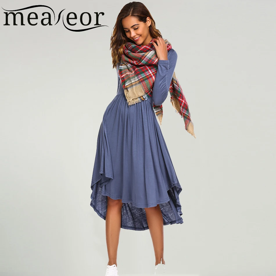 Женское асимметричное плиссированное платье Meaneor повседневное эластичное