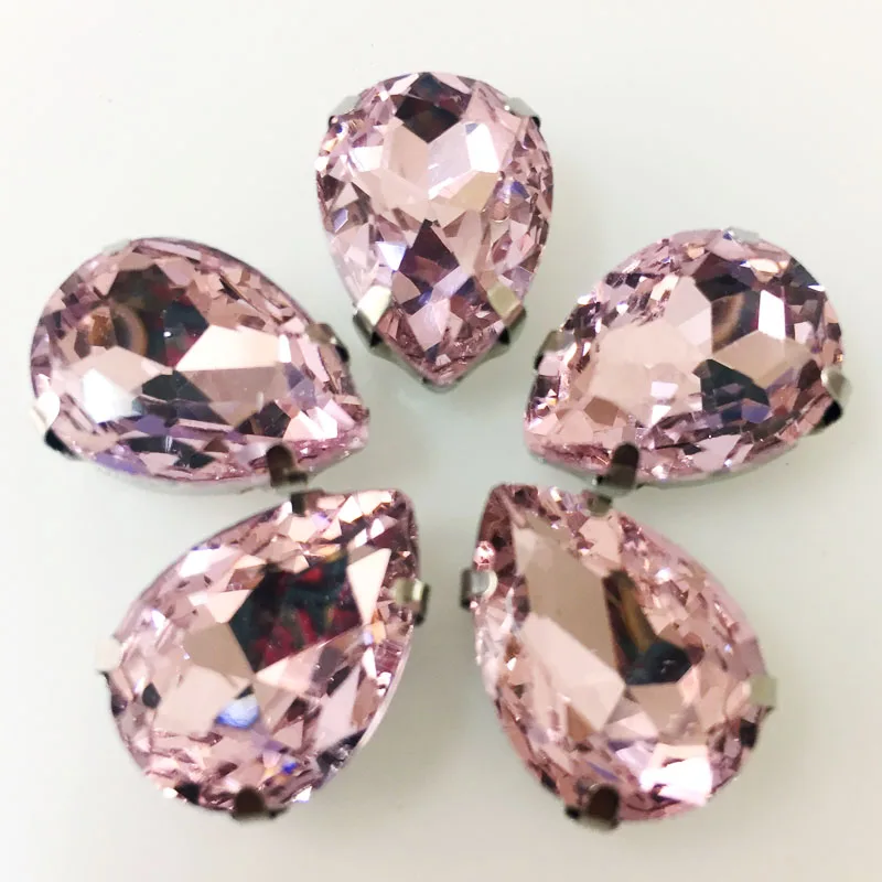 Бесплатная доставка! Розовая КАПЛЕВИДНАЯ Хрустальная Серебряная нижняя часть