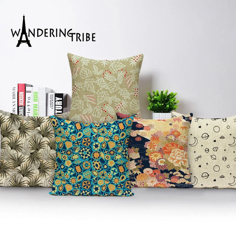 

Подушки с рисунком цветов Чехол, винтажные подушки для домашнего декора, цветная подушка для кровати, чехол для декоративных подушек лаванд...