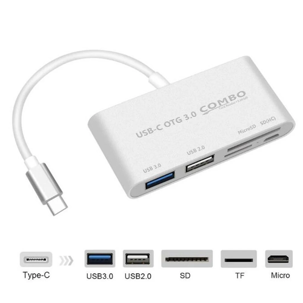 

TYPE-C3.1 док-станция USB3.02.0HUB + SD/TF кардридер USB C hub алюминиевый сплав