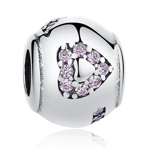 Belawang Талисманы Fit Pandora Браслеты DIY Аутентичные стерлингового серебра 925 Розовый Кристалл Шарм украшения из бисера Интимные аксессуары - Цвет: PY1319