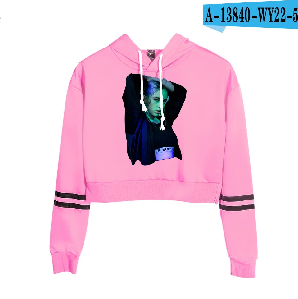 Billie Eilish новые сексуальные толстовки с капюшоном, модный тренд, укороченный топ, Женская толстовка с принтом, Сексуальная популярная одежда K - Цвет: pink
