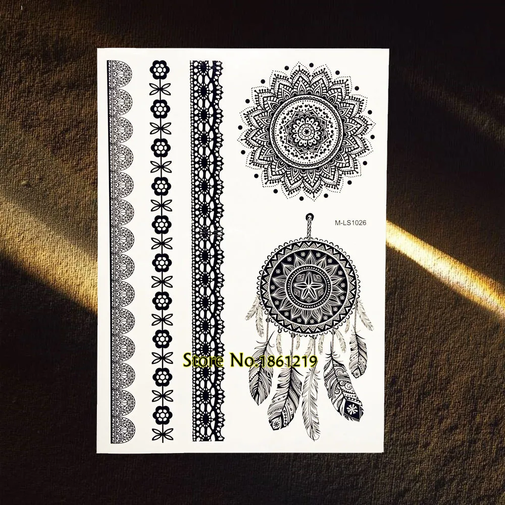 25 стиль новые черные мандалы цветок рука Временные татуировки водонепроницаемый