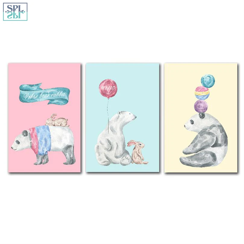 SPLSPL скандинавский мультфильм рисованная вручную Настенная картина акварель