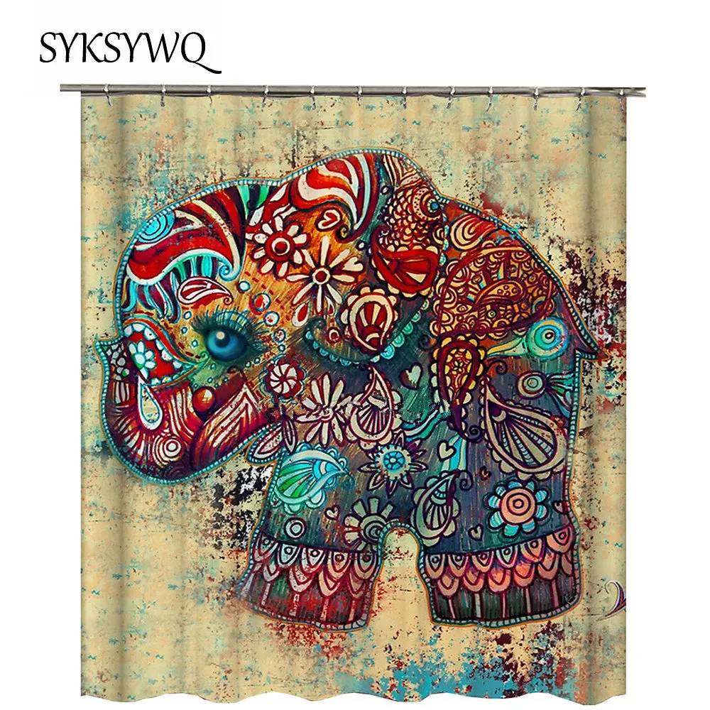 2018 New Arrival Elephant Shower Curtain Mandala Bathroom Indian Waterproof Vintage | Дом и сад