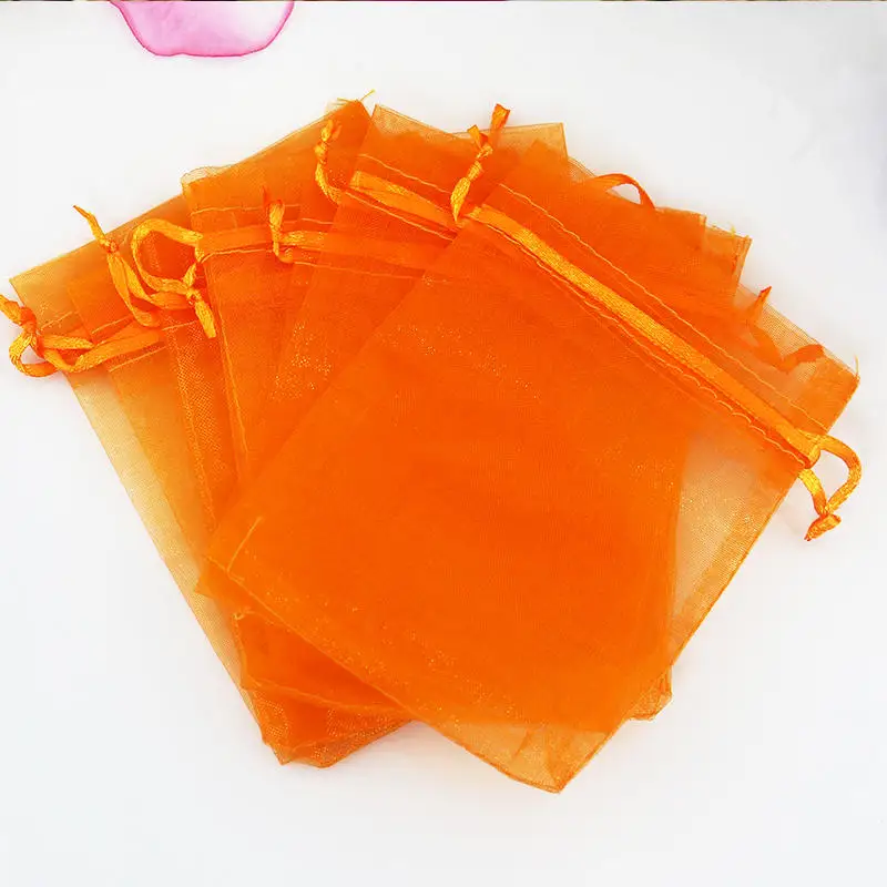

50pcs/lot 30*40cm Large Organza Bags Orange Wedding Christmas Gift Bag Cute Drawable Cosmetics Jewelry Packaging Bag & Pouches