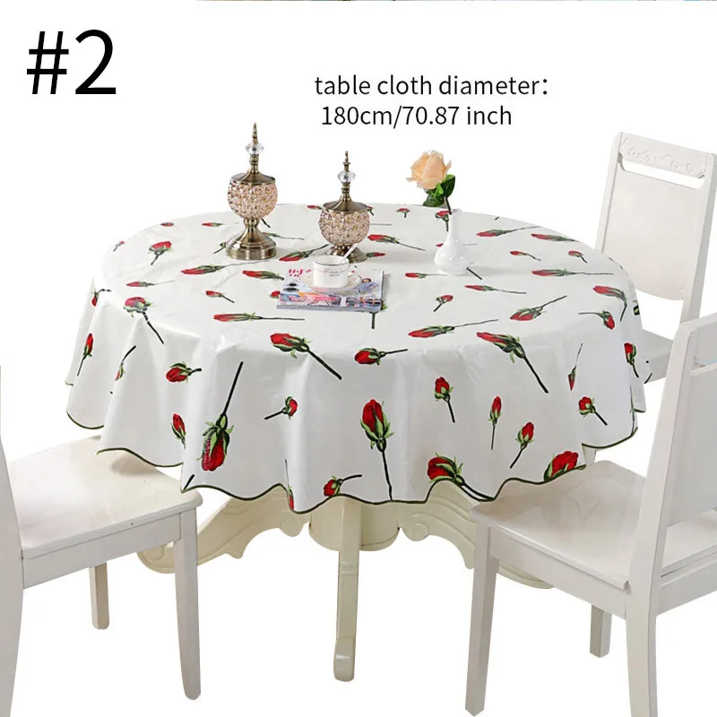 style 2 L Круглая скатерть, ПВХ, водонепроницаемая скатерть, пасторальная, с цветочным принтом, скатерть, маслостойкая, домашняя скатерть, скатерть для обеденного стола - Цвет: style 2 L