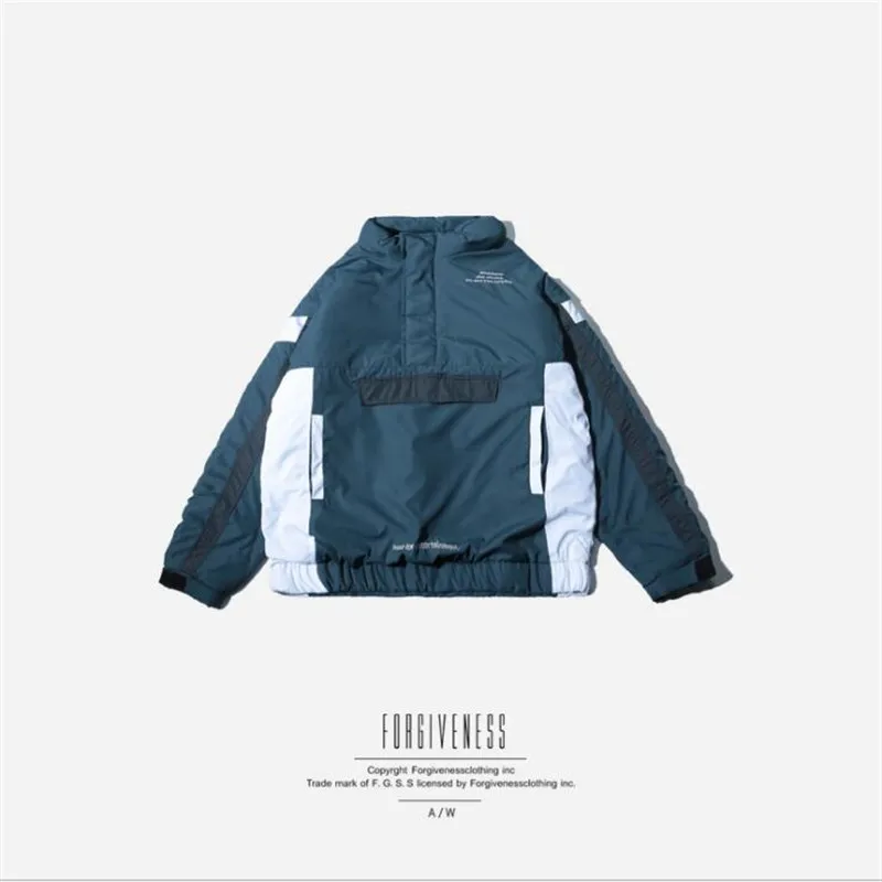 Дропшиппинг 2018 новая зимняя прилив бренд подбора цвета Толстая куртка с