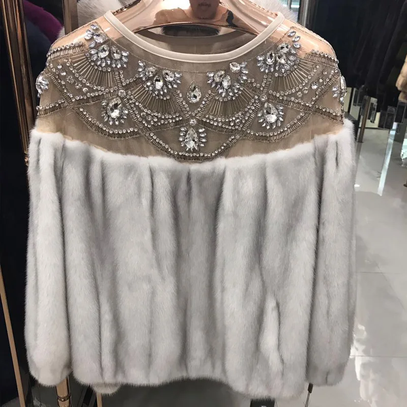 2017 короткая норковая шуба Arlene sain свободная блузка из двух частей с рукавами