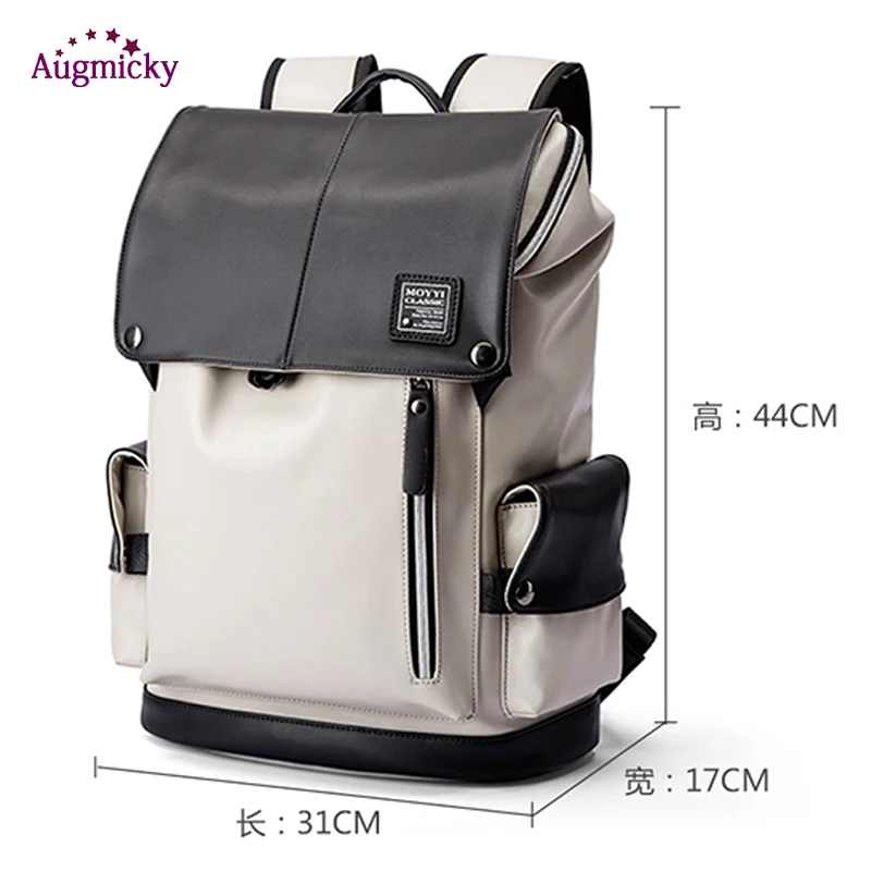 

Leather Backpack Men External USB Charge 15.6 inch Laptop Backpack Travel business Bags Western College Style Bags School Bag